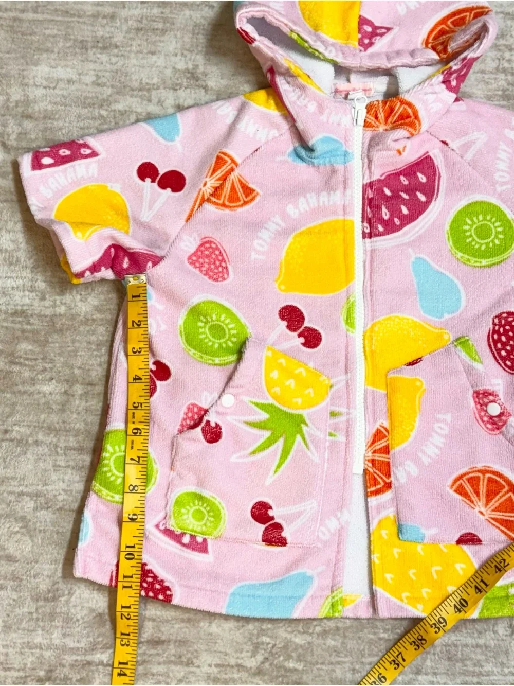 Tommy Bahama Kids Girls Small 3-6 Terry Cloth Swimsuit Cover up Towel Fruit Trop